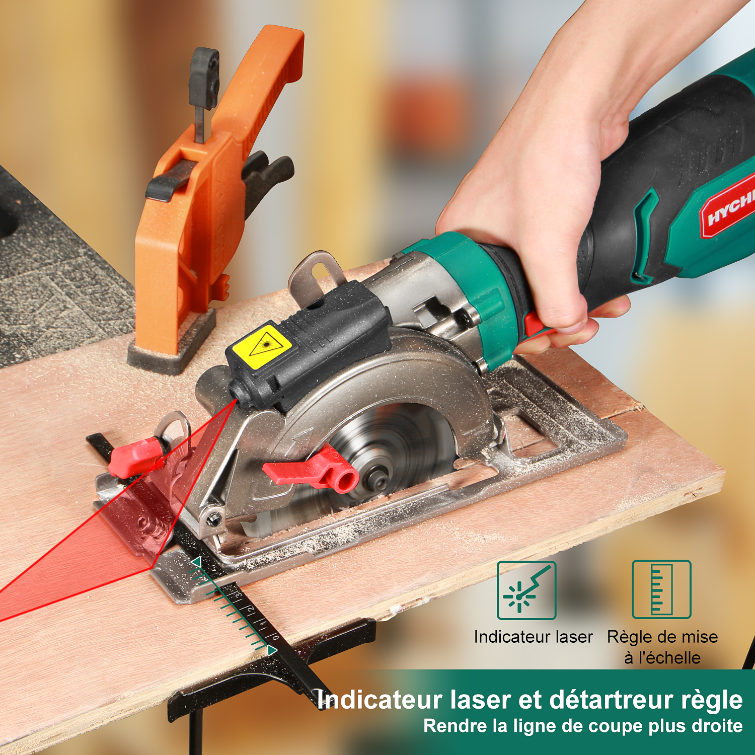 Mini Circular Saw, 750W Laser Guide Electric Circular Saw, 3500RPM Saw Power Tool with 6 Blades