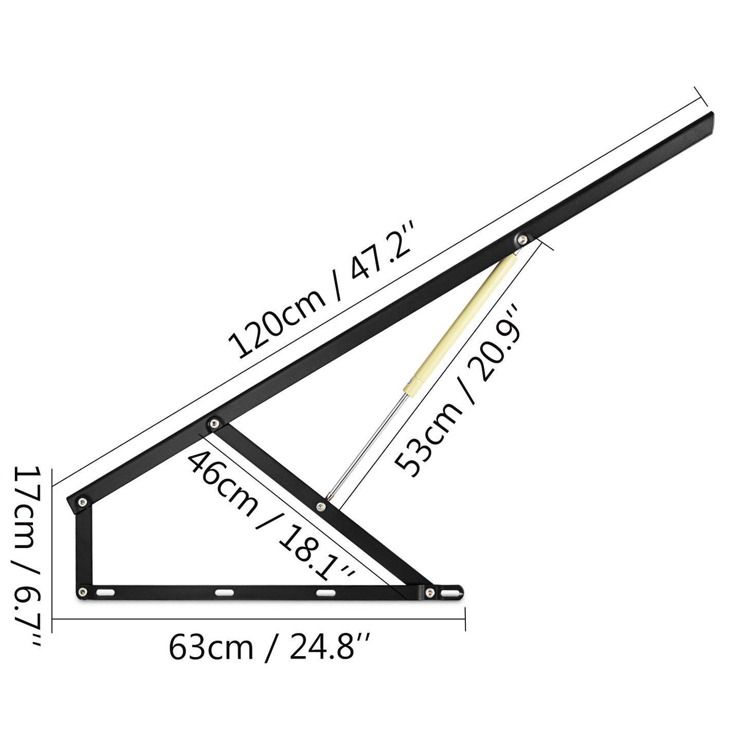 Pair of 5FT 4FT Heavy Pneumatic Storage Bed Lift Mechanism Gas Spring Strut Support Hinge Bed Sofa Storage Space Saving