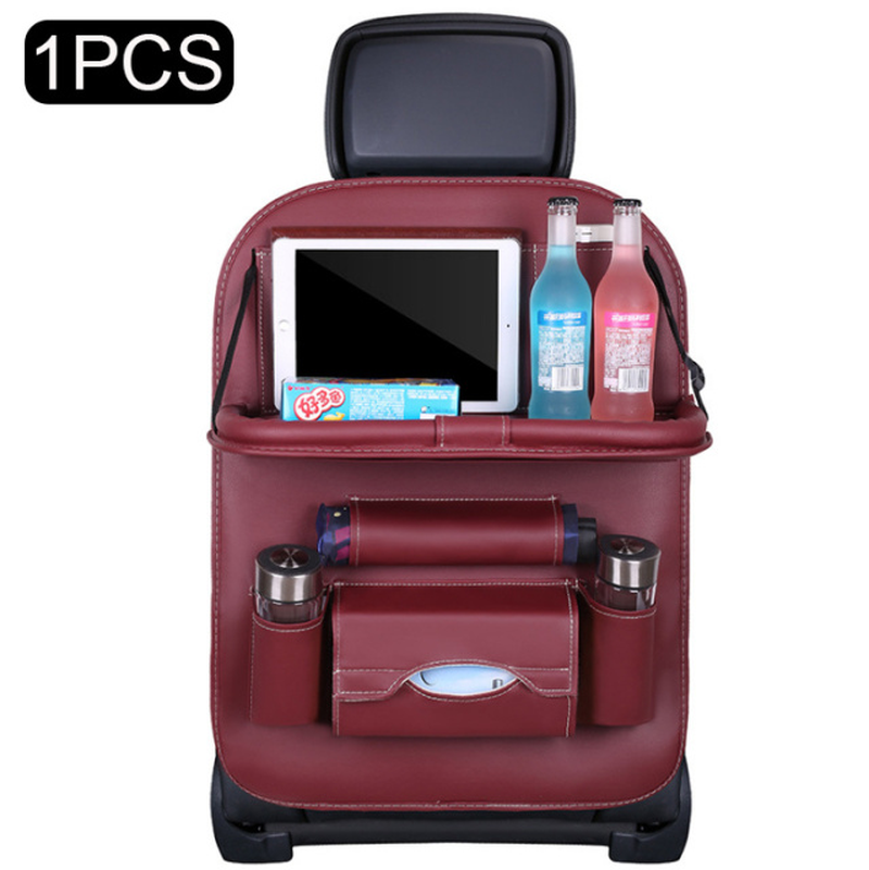 Pu Leather Pad Bag Car Seat Back Organizer Foldable Table Tray Travel Storage Bag Foldable Dining Table Car Seat Storage Bag