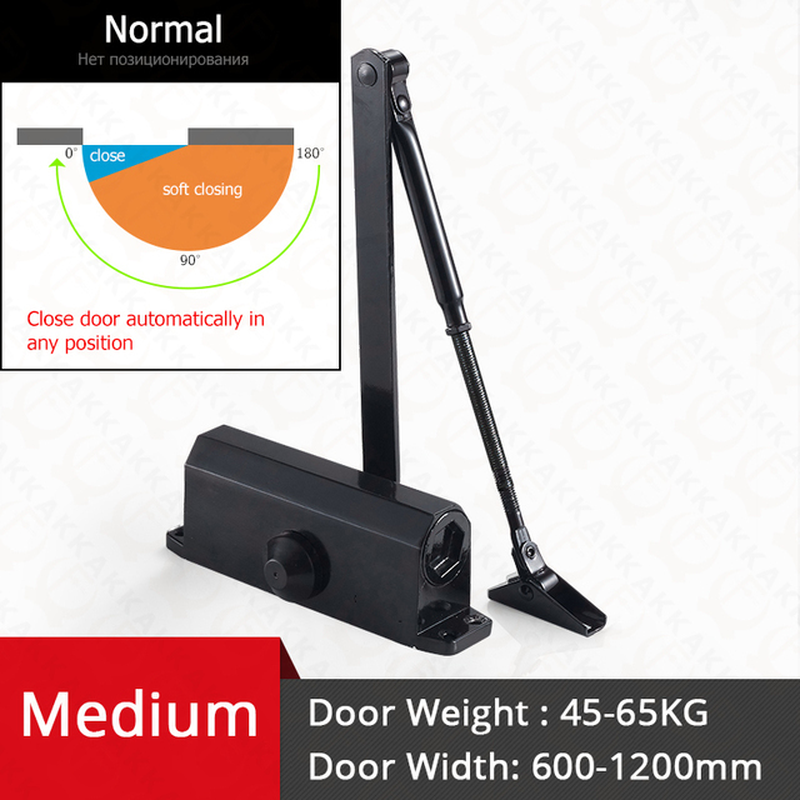 Automatic Door Closer 2 Spring Hydraulic Buffer Adjustable Door Stopper Speed Mute Closing for 25 to 80KG Door Hardware