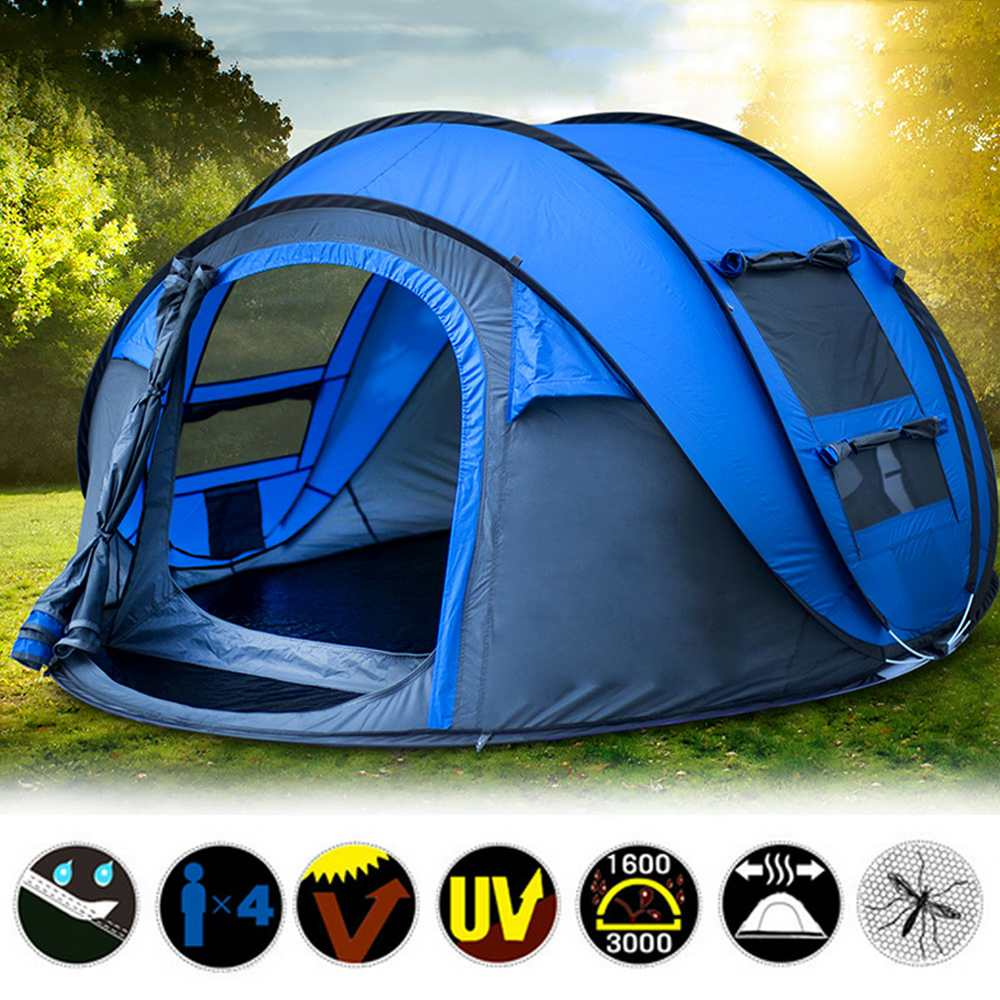 5-8 People Fully Automatic Camping Tent Windproof Waterproof Automatic Pop-Up Tent Family Outdoor Instant Setup Tent 4 Season