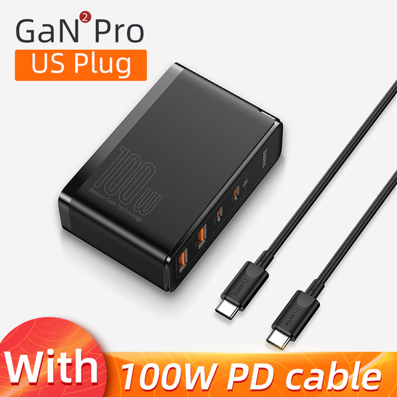 Gan Charger 100W USB Type C PD Fast Charger with Quick Charge 4.0 3.0 USB Phone Charger for Macbook Laptop Smartphone