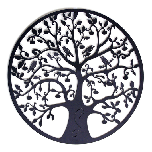 Round Wall Hanging Decorations Diameter 60Cm Tree of Life Iron Art Home Hanging Ornament Iron Tree Wall Decor