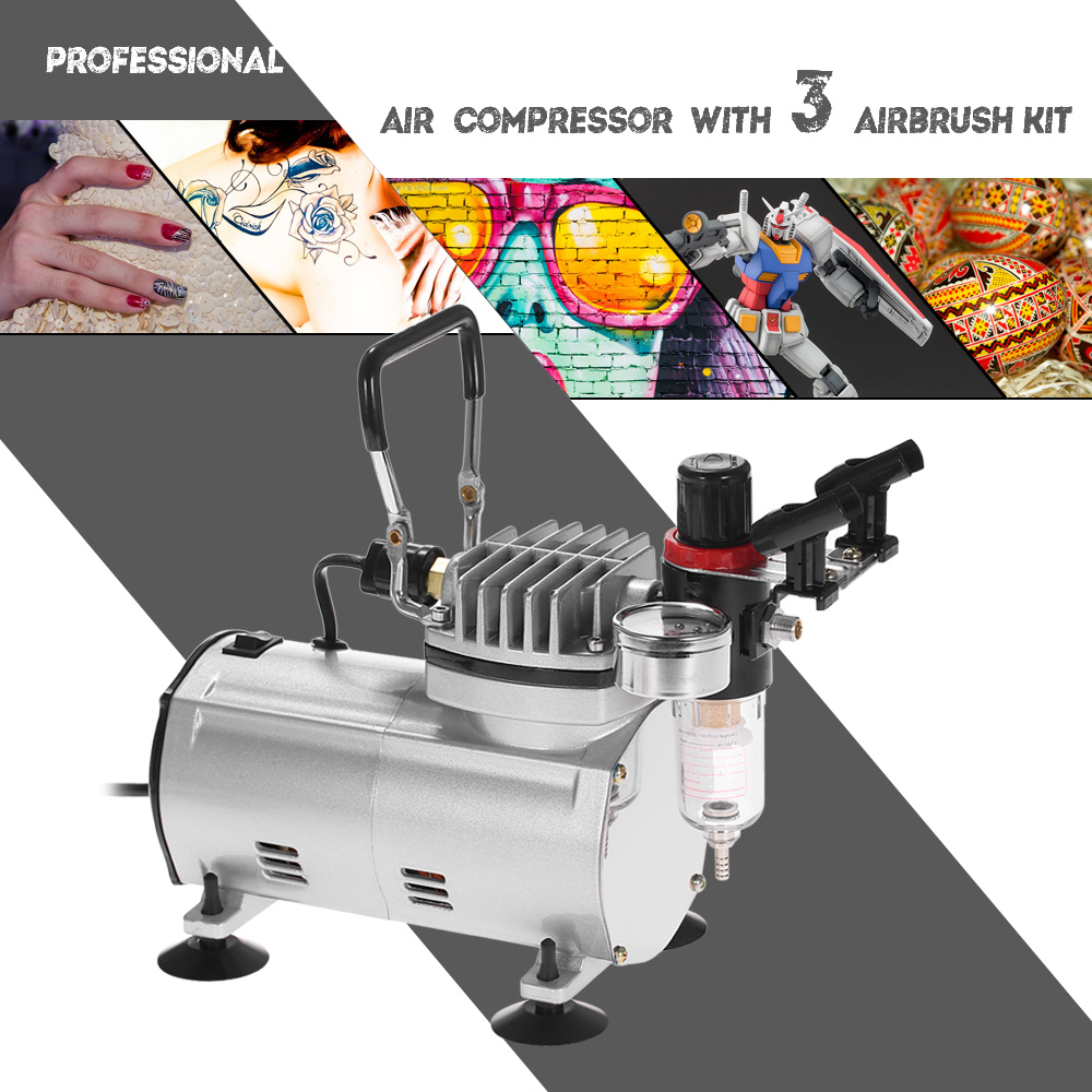 Professional Air Compressor Set Airbrush Hobby Paint Spray Set Nail Art Sprayer with Braided Air Hose