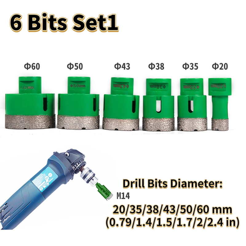 Diamond Hole Saw Drill Bit & 1.4Mm Thickness Blade M14 Mounting Thread W/ Case for Drilling Tile Granite Marble Porcelain