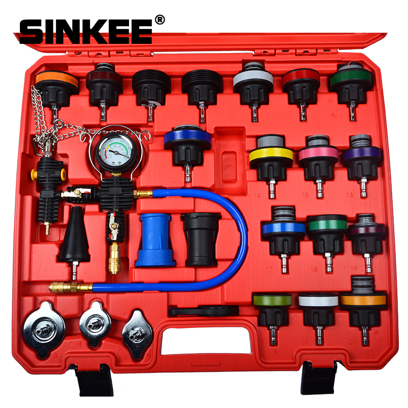 29Pcs Universal Radiator Pressure Tester Vacuum Type Cooling System Test Detector Set Tester Refroidissement SK1305