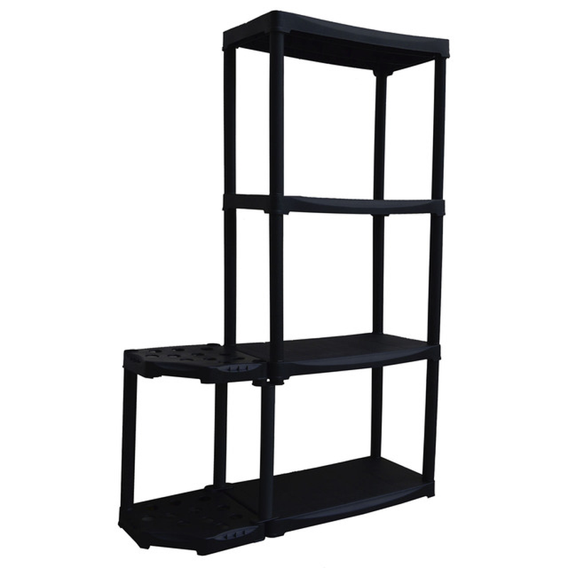 Modular Polypropylene Artplast Shelves Collection "Tempo", with Various Dimensions and Shelves Black and Ivory Color