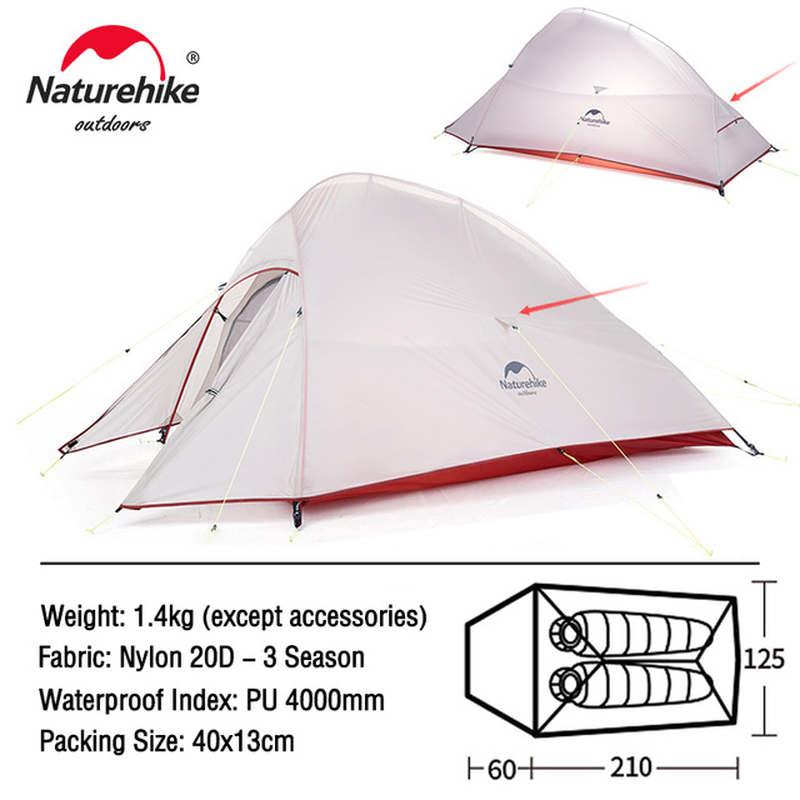 Cloud up Series Tent Ultralight 20D Nylon Camping Tent Waterproof Outdoor Hiking Travel Tent Backpacking Cycling Tent