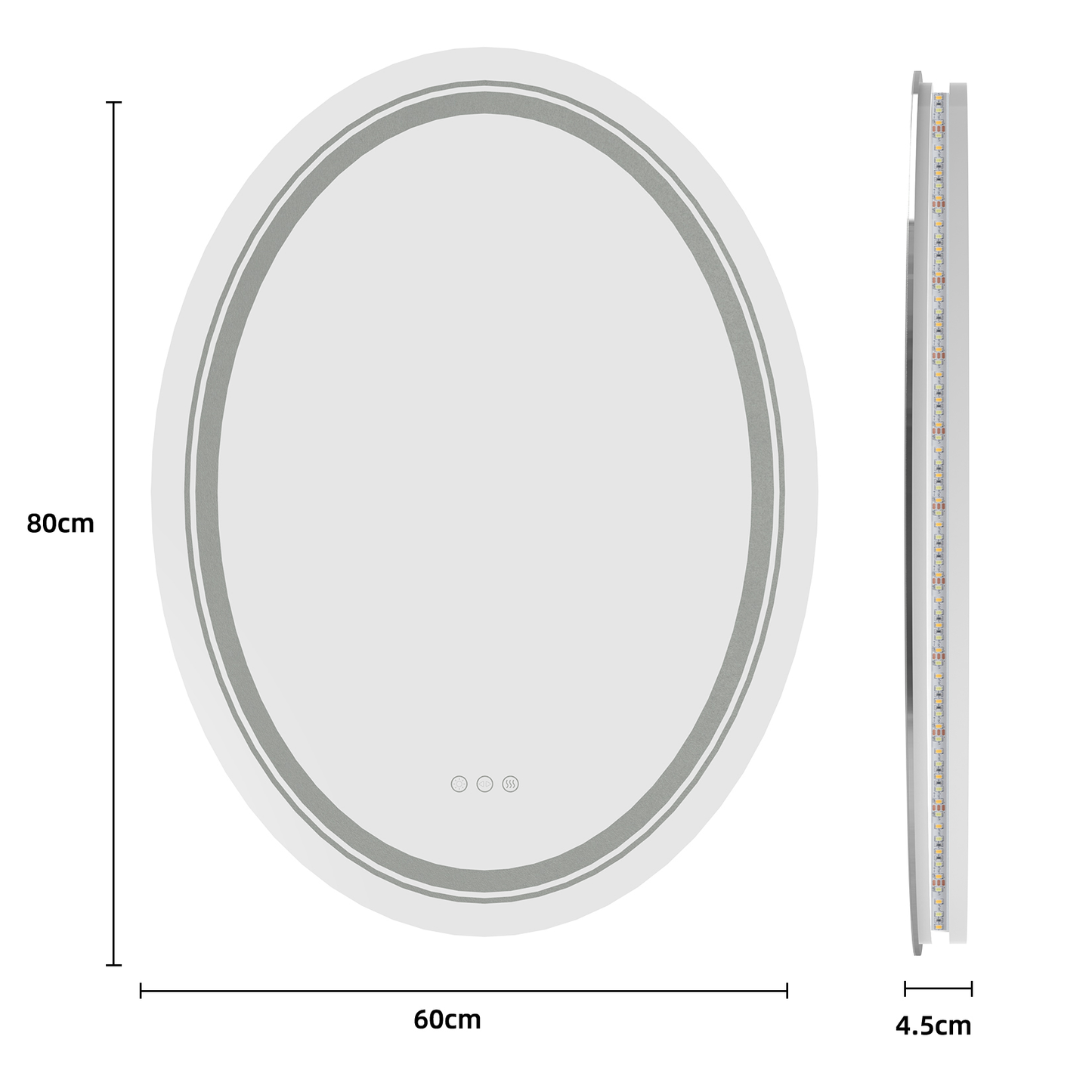 LED Illuminated Mirror Oval Bathroom Makeup Mirror with Dimmable