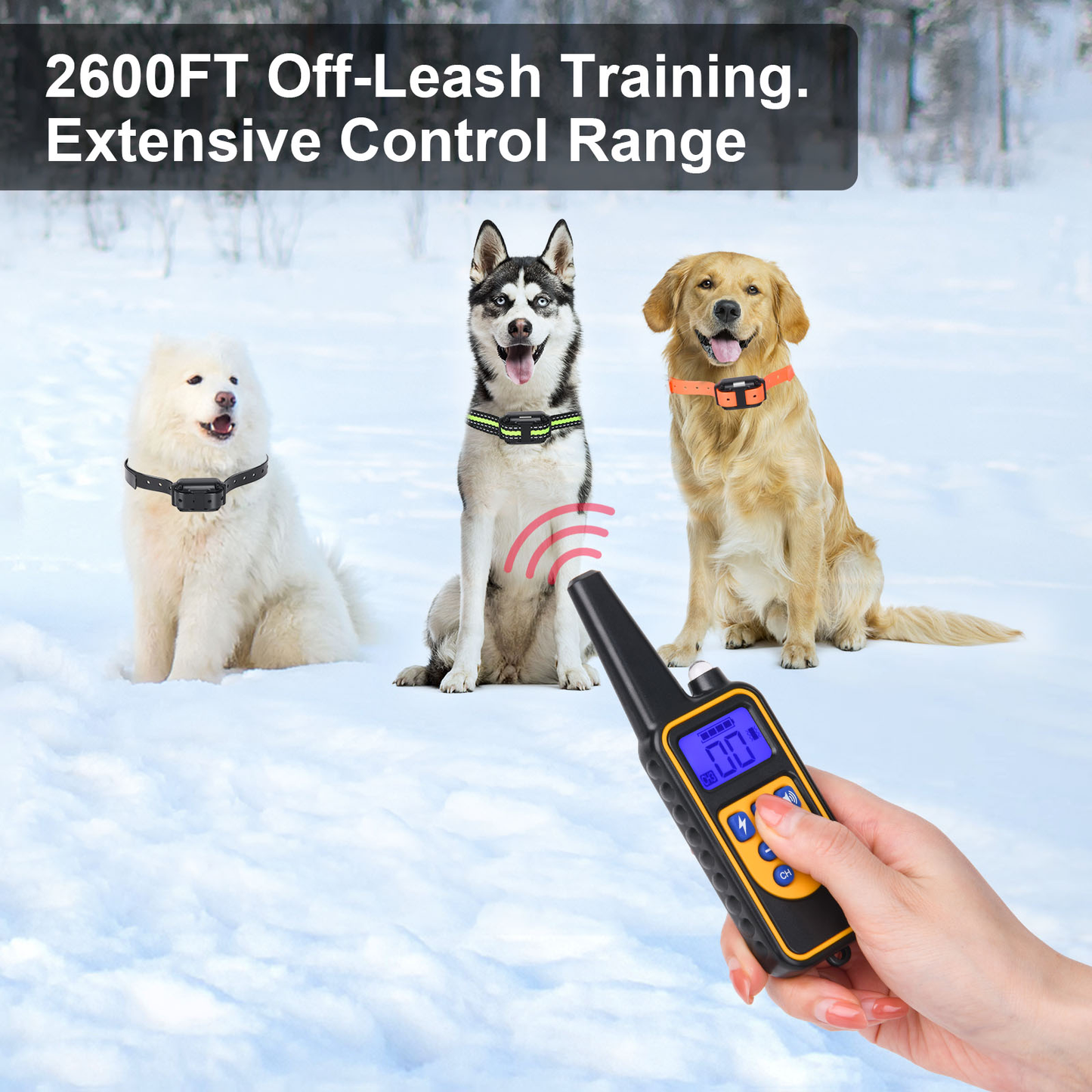 800M Remote Contro Electric Dog Training Collar Pet Rechargeable Waterproof with LCD Display for All Size Shock Vibration Sound