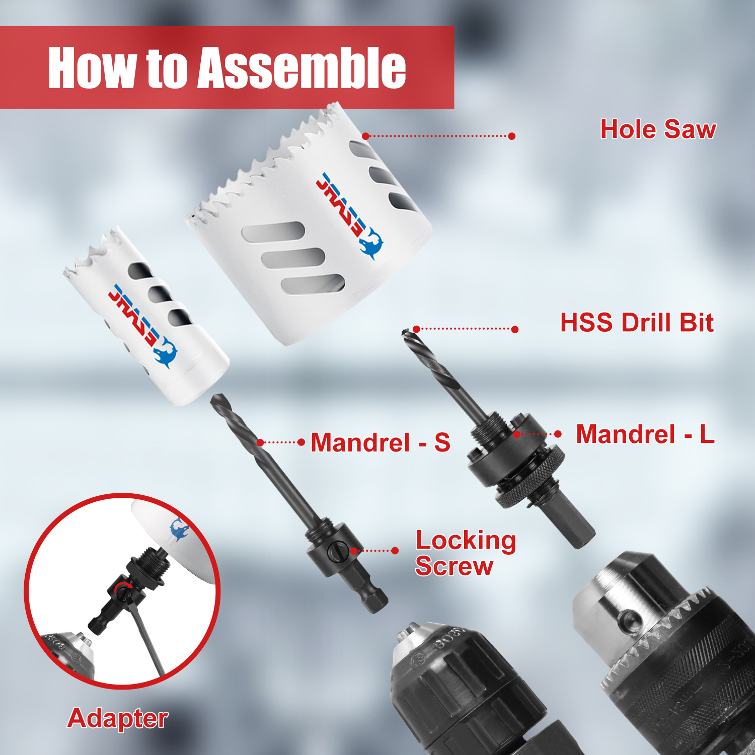 Bi-Metal Hole Saw Kit 13Pcs Cobalt Drill Hole Cutter Set with Mandrels for Sheet Metal Wood Drywall Aluminum Plastic Plate