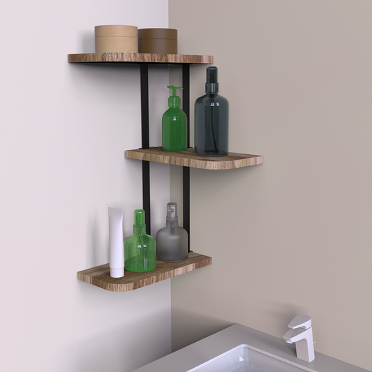 Rustic Industrial Wood Shelf Wall Mount Corner Rack Display Decor Organizer for Bedroom Kitchen Bathroom