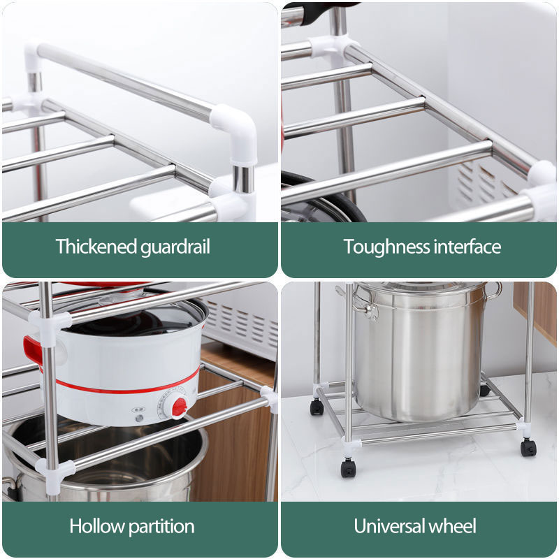 4 TIER Kitchen Storage and Organization Stainless Steel Dish Drainer Multi-Layer Kitchen Shelf Pan Organizer Floor-Standing Rack