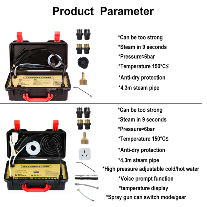 3KW Steam Cleaner 220V Air Conditioning Kitchen Hood Car 6Bar Steaming Cleaner Cleaning Appliance Used with Alkaline Cleaning