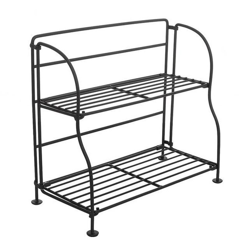 2 Tier Foldade Rack Kitchen Wall Hanging Shelf Space Saving Home Organ ...