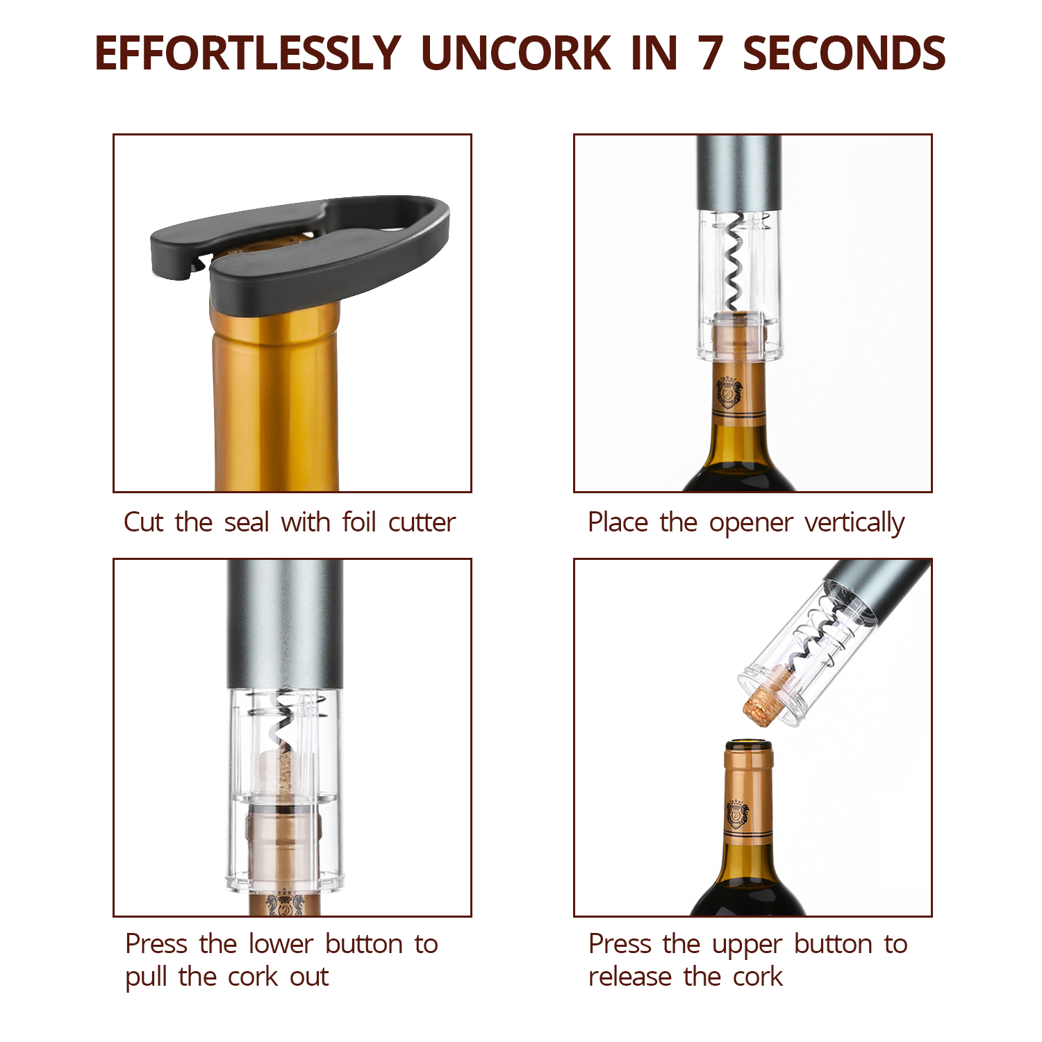 DEKO Electric Wine Opener Set Rechargable Automatic Bottle Opene Kitchen Batteries/Chargers with Foil Cutter Air Extraction