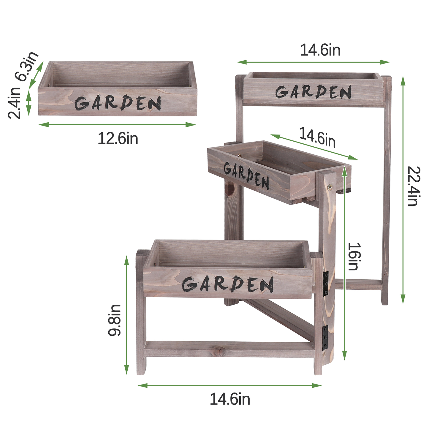 3 Tier Wooden Garden Plant Stand Vintage Herb Flower Succulent Holder Folding Display Shelf for Indoor Outdoor Yard Patio