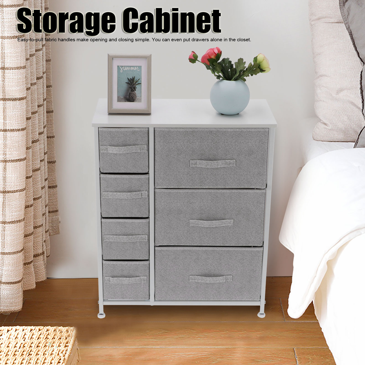 Fabric Storage Organizer Cabinet with 7 Drawers Dressers Storage Tower for Bedroom Bedroom Furniture Organizer Unit