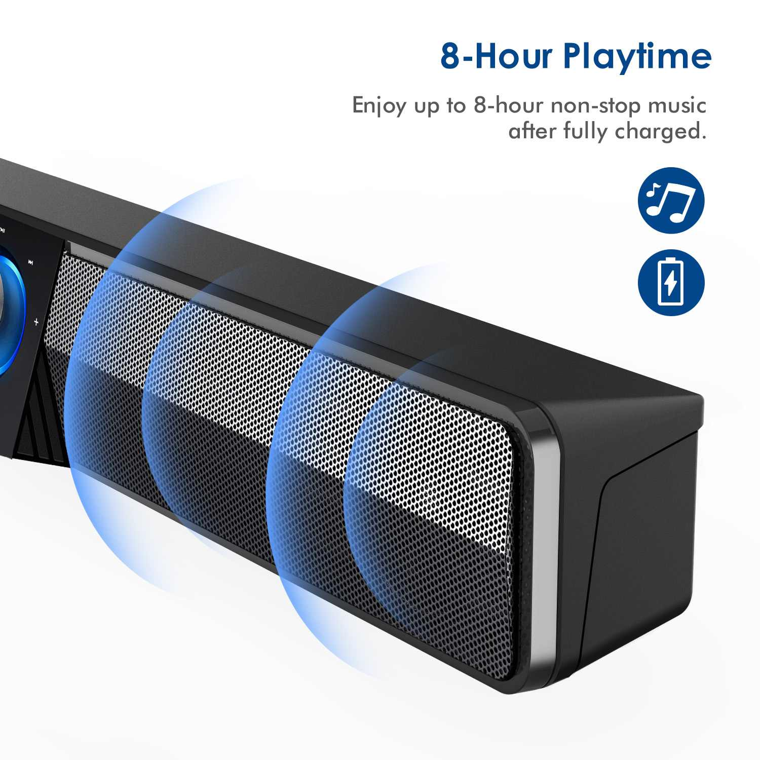 SR500 20W Portable Wireless Computer Speakers Home Theater Sound System Soundbar Music Player BT5.0 AUX Input 1800Mah