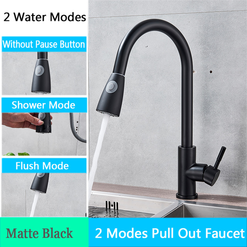 Brushed Nickel Kitchen Faucet Single Hole Pull Out Spout Kitchen Sink Mixer Tap Stream Sprayer Head Chrome/Black Mixer Tap