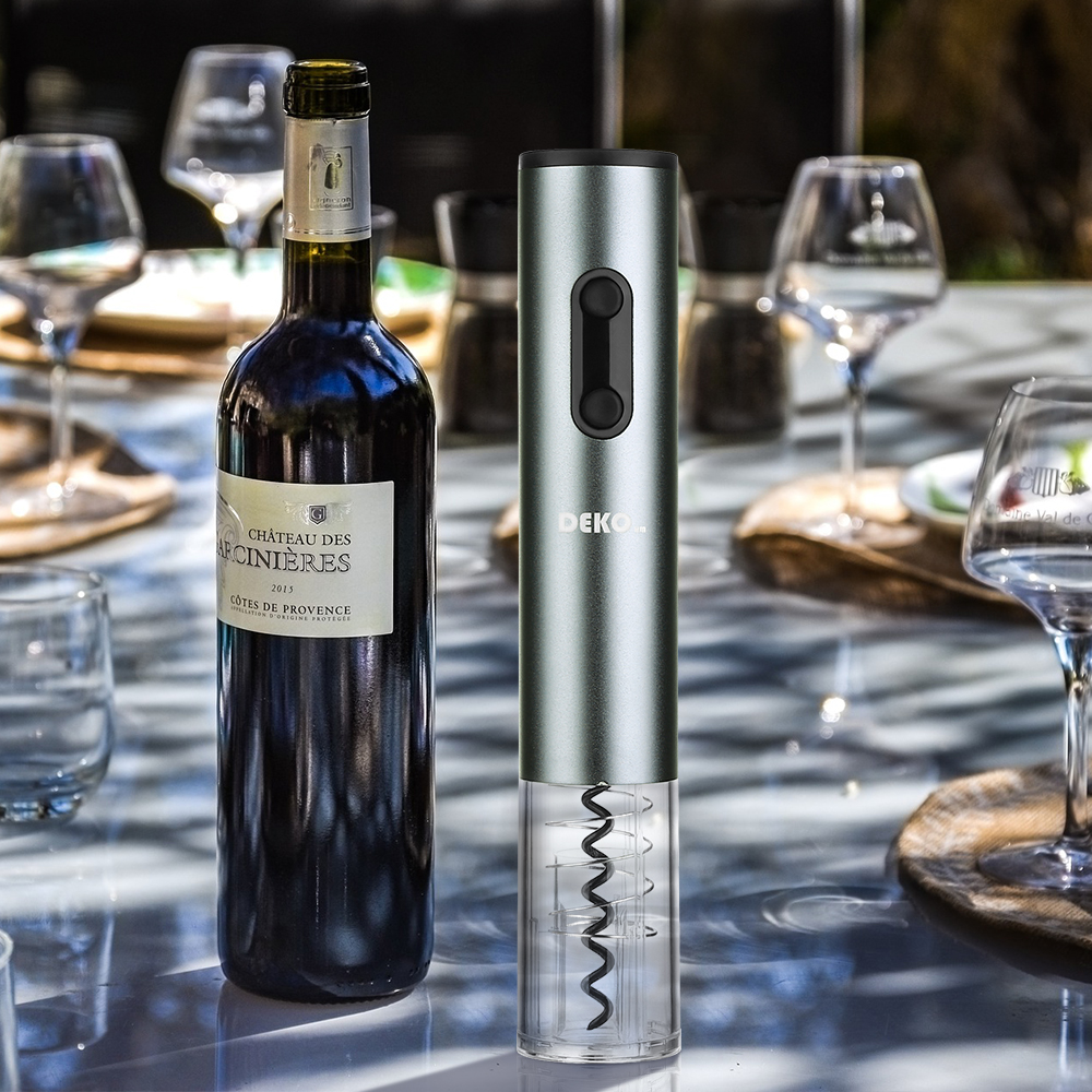 DEKO Electric Wine Opener Set Rechargable Automatic Bottle Opene Kitchen Batteries/Chargers with Foil Cutter Air Extraction