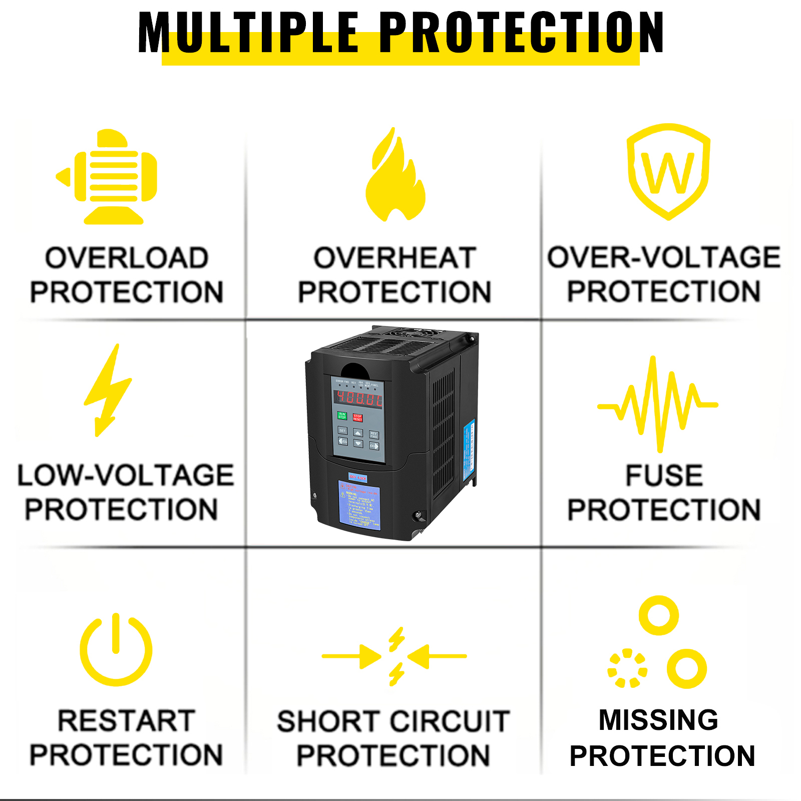 VEVOR VFD Frequency Inverter 1.5/2.2/3.0/4.0/7.5KW 220V 3 Phase Variable Speed Drive Frequency Converter for CNC Milling Machine