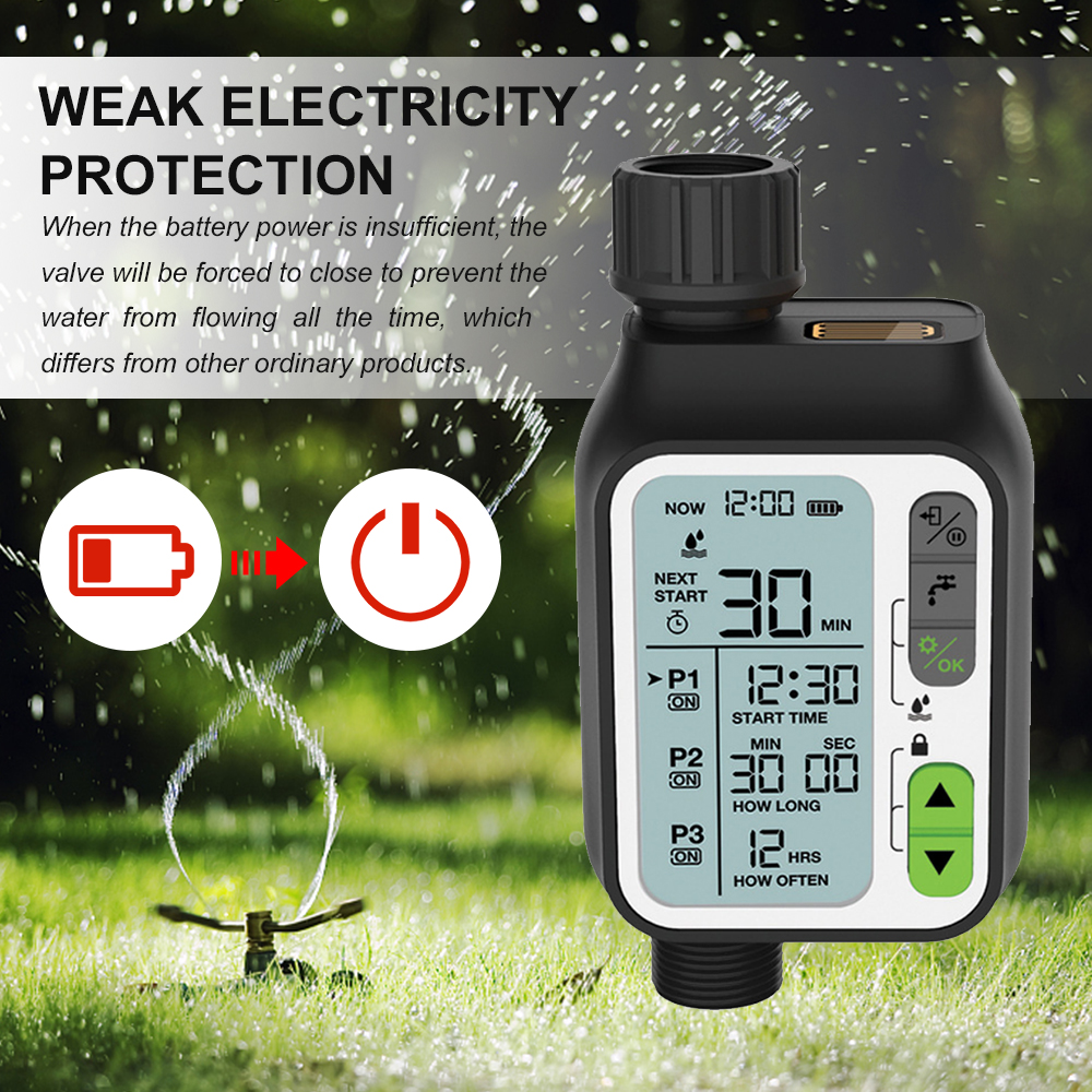 Electronic Irrigation Regulator Automatic Irrigation Timer with 3 Separate Timing Programs Outdoor Garden Irrigation Tool