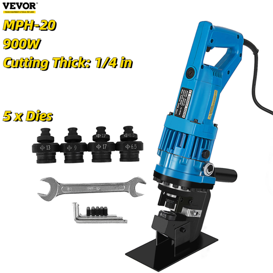 MHP-20 900W Electric Handy Hydraulic Hole Puncher 6Mm Knockout Punch Tools 5 Dies Set on Steel Plate Aluminum Iron Plate