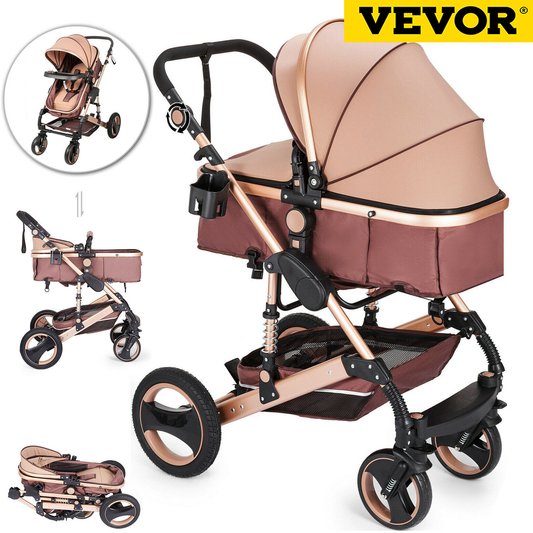 VEVOR Luxurious Baby Stroller 2 in 1 Portable Travel Baby Carriage Foldable Aluminum Frame High Landscape Car for Newborn Baby