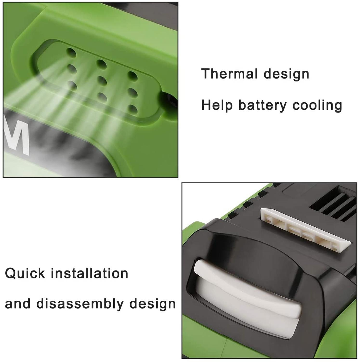 40V 6000Mah Rechargeable Replacement Battery for Creabest 200W Greenworks G-MAX GMAX 29462 29472 22272 Battery 29717