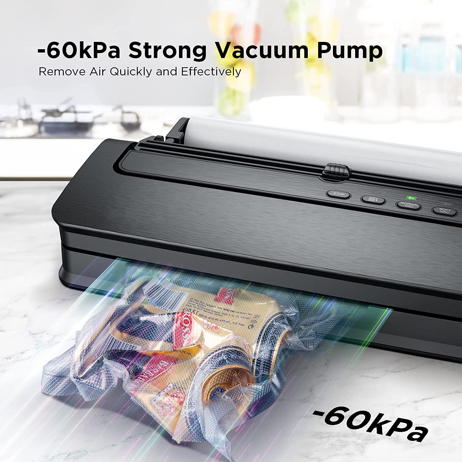 Professional Vacuum Sealer Dry and Wet Food Vacuum Sealer Machine with Vacuum Sealing Bag Roll Built-In Cutter and Stand