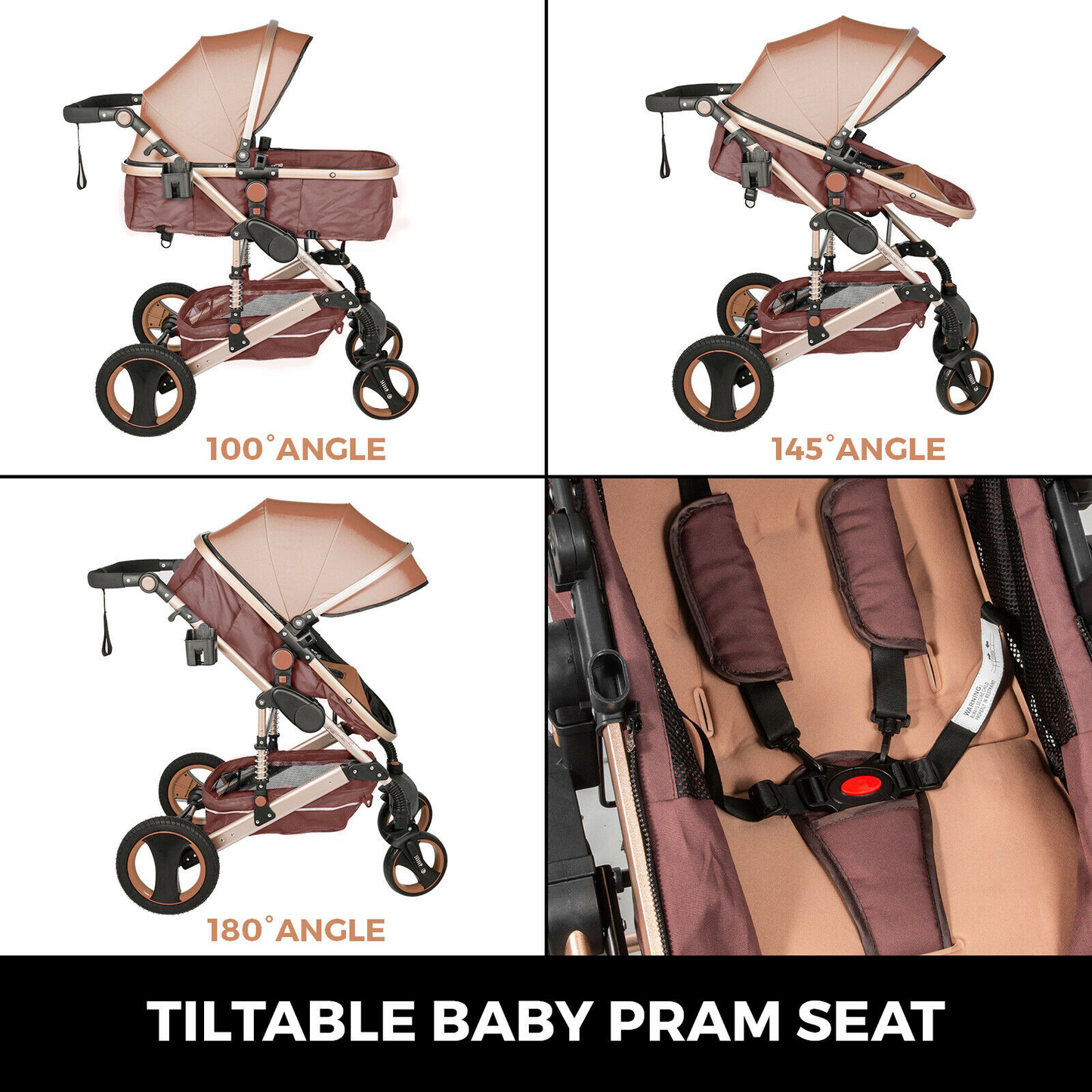 VEVOR Luxurious Baby Stroller 2 in 1 Portable Travel Baby Carriage Foldable Aluminum Frame High Landscape Car for Newborn Baby