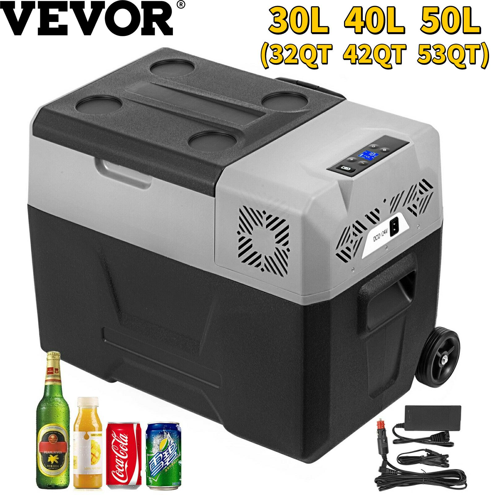 Car Refrigerator Portable Compressor Fridge Freezer W/ Wheel & Draw Bar 30L 40L 50L for Camping Picnic Boating Caravan Bar