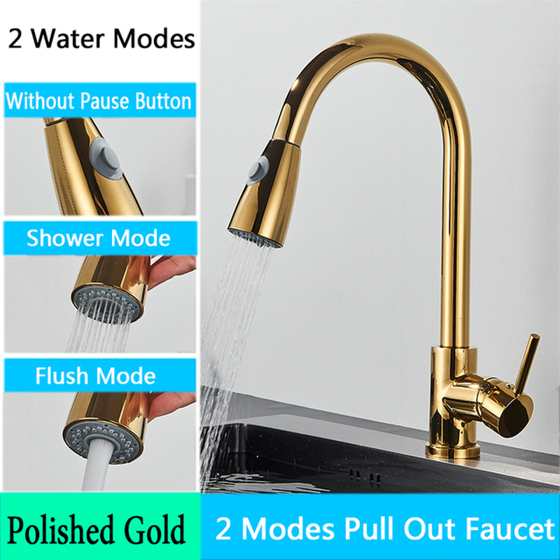 Brushed Nickel Kitchen Faucet Single Hole Pull Out Spout Kitchen Sink Mixer Tap Stream Sprayer Head Chrome/Black Mixer Tap