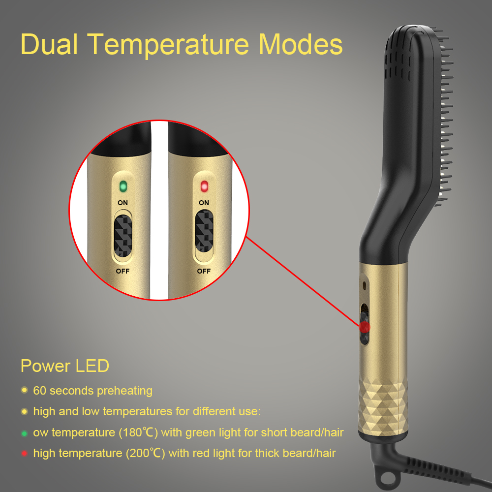 Hair Comb Brush Beard Straightener Multifunctional Hair Straightening Comb Hair Curler Quick Beard Hair Styler EU Plug