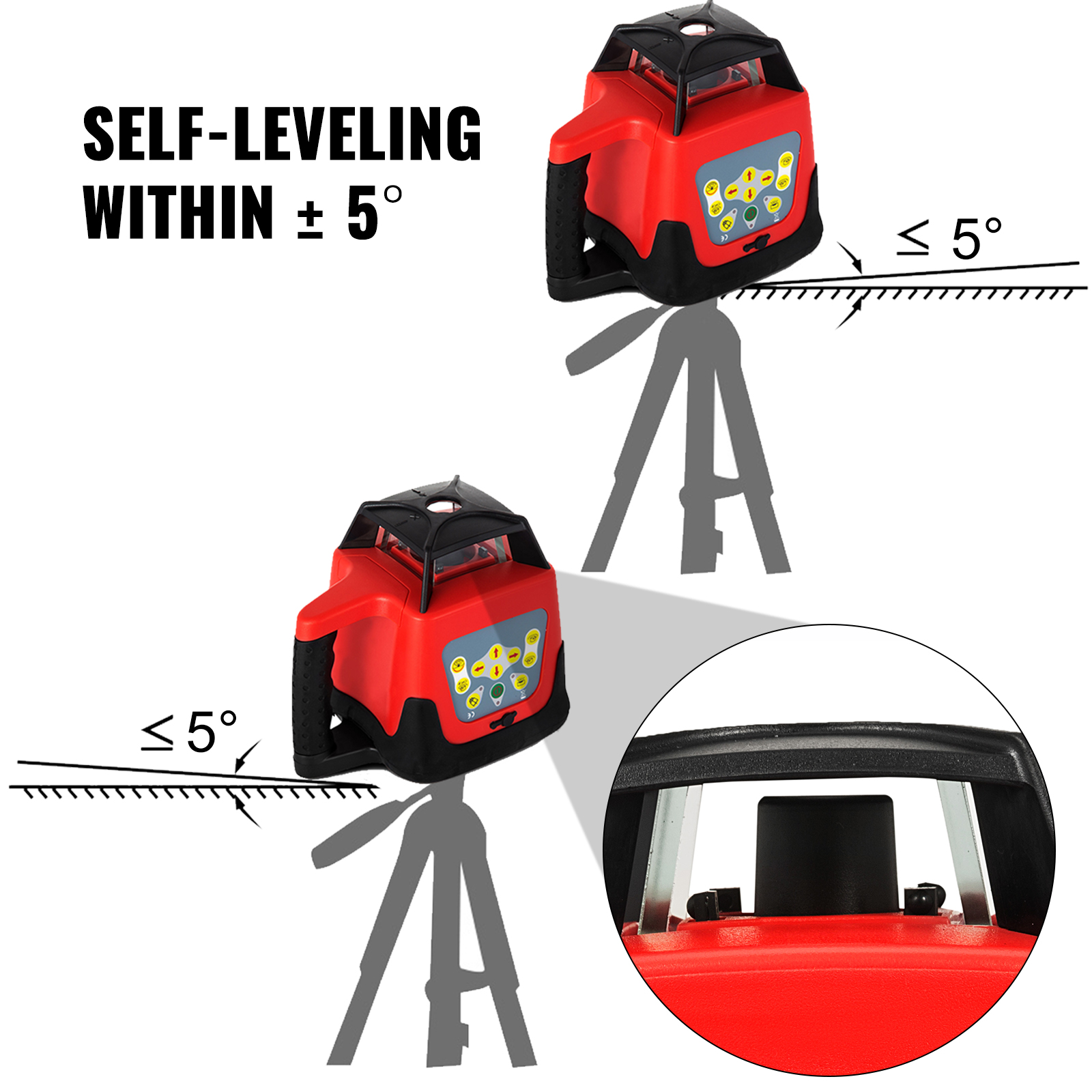 360° Rotary Laser Level Kit Self-Leveling 500M Range Measurement Instruments Construction Tools for Outdoor Industry Use