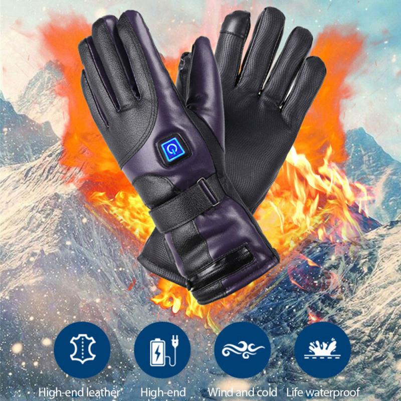 Men Women Rechargeable Electric Warm Heated Gloves Battery Powered Heat Gloves Winter Sport Heated Gloves for Climbing