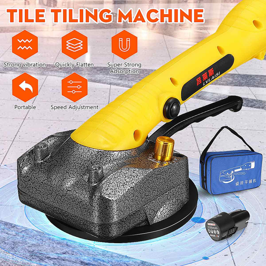 2000W Tiles Tiling Machine Tile Vibrator Suction Cup Adjustable Protable Automatic Floor Vibrator Leveling Tool with 1/2 Battery