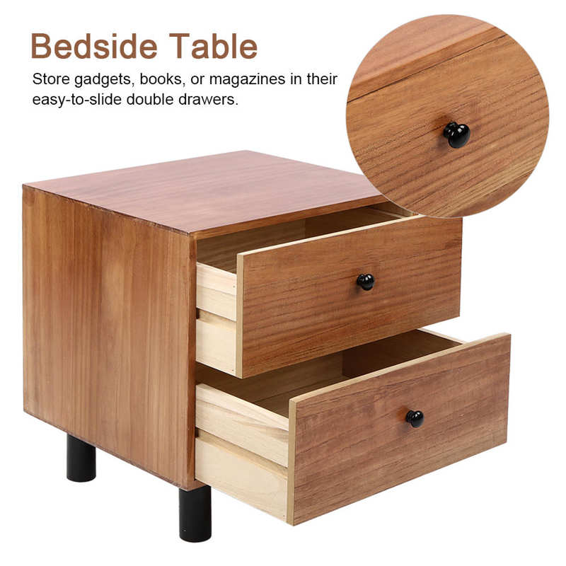 45X38X47Cm Bedside Cabinet Table Night Stand Storage Nightstand with Two Drawers for Living Room Bedroom