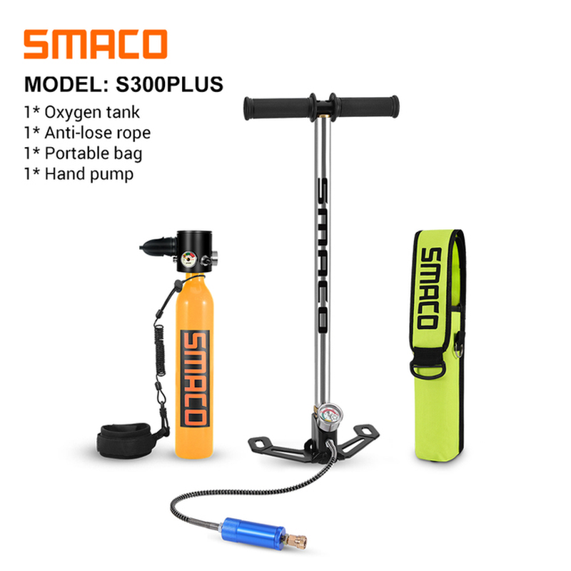 S300Plus 0.5L Scuba Diving Tank Equipment Oxygen Tank Cylinder Set Hand Pump for Snorkeling Breath Scuba Diving Equipment