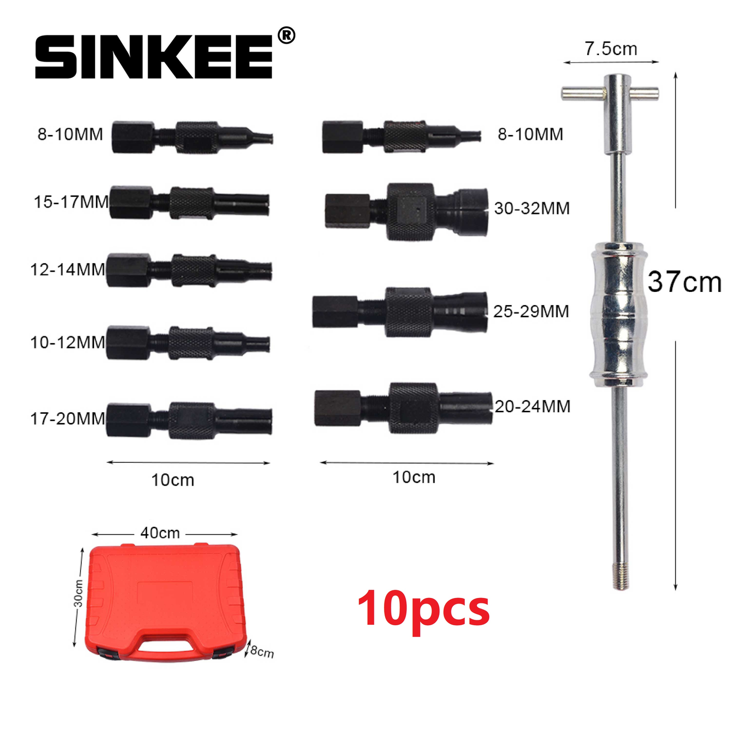 9/10Pc Blind Hole Kit Slide Hammer Pilot Internal Bearing Puller Bearing Extractor Removal Tool Kit SK1034