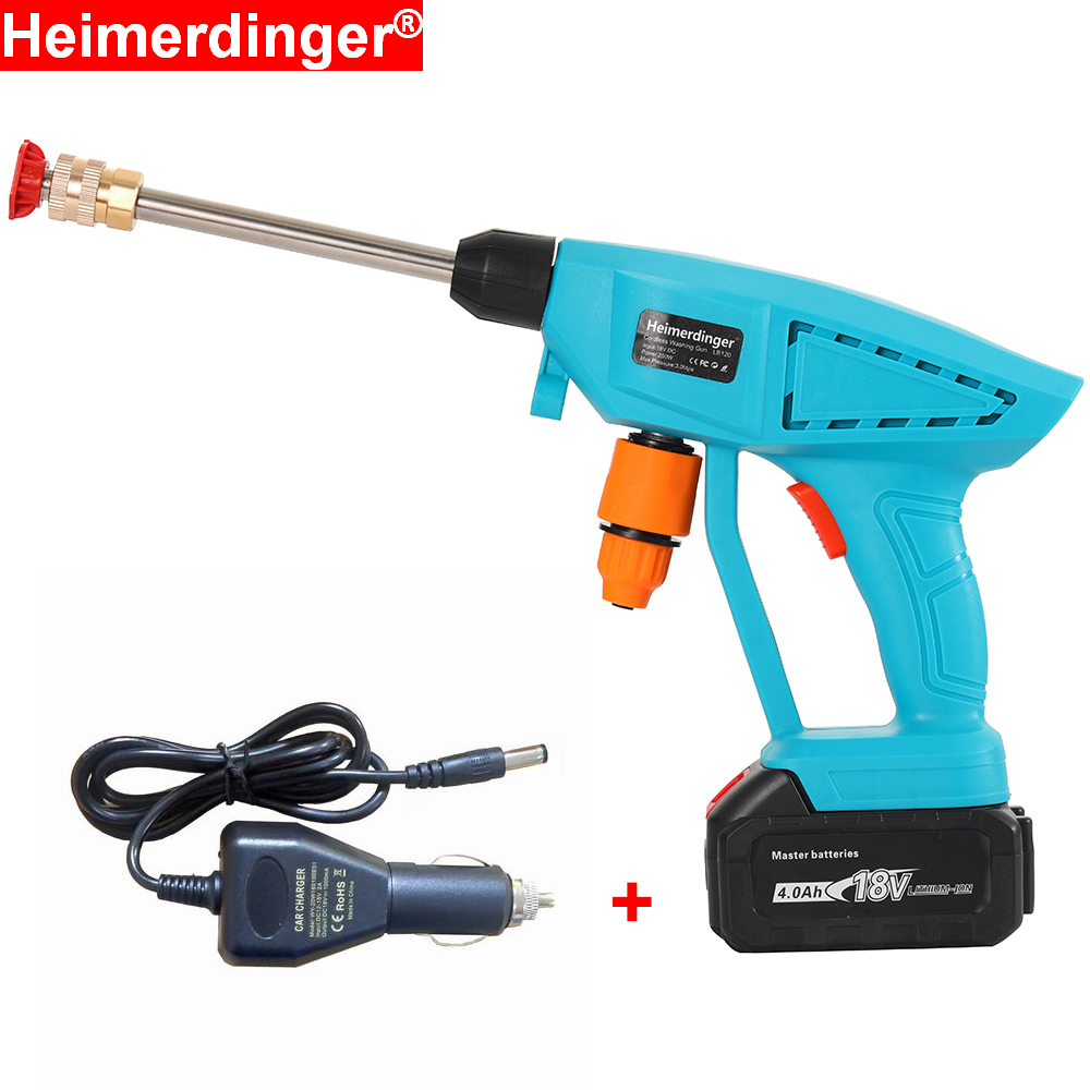 Portable 18 Volt Rechargeable Lithium Battery Powered Cordless High Pressure Car Washer Cleaner Washing Gun with Car Charger