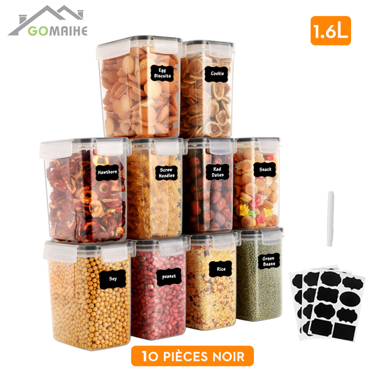 Gomaihe 8/10 Pieces Food Container Kitchen Storage ​Cereal Dispenser for Storing Pasta and Tea Coffee Sugar Kitchen Organizerjar