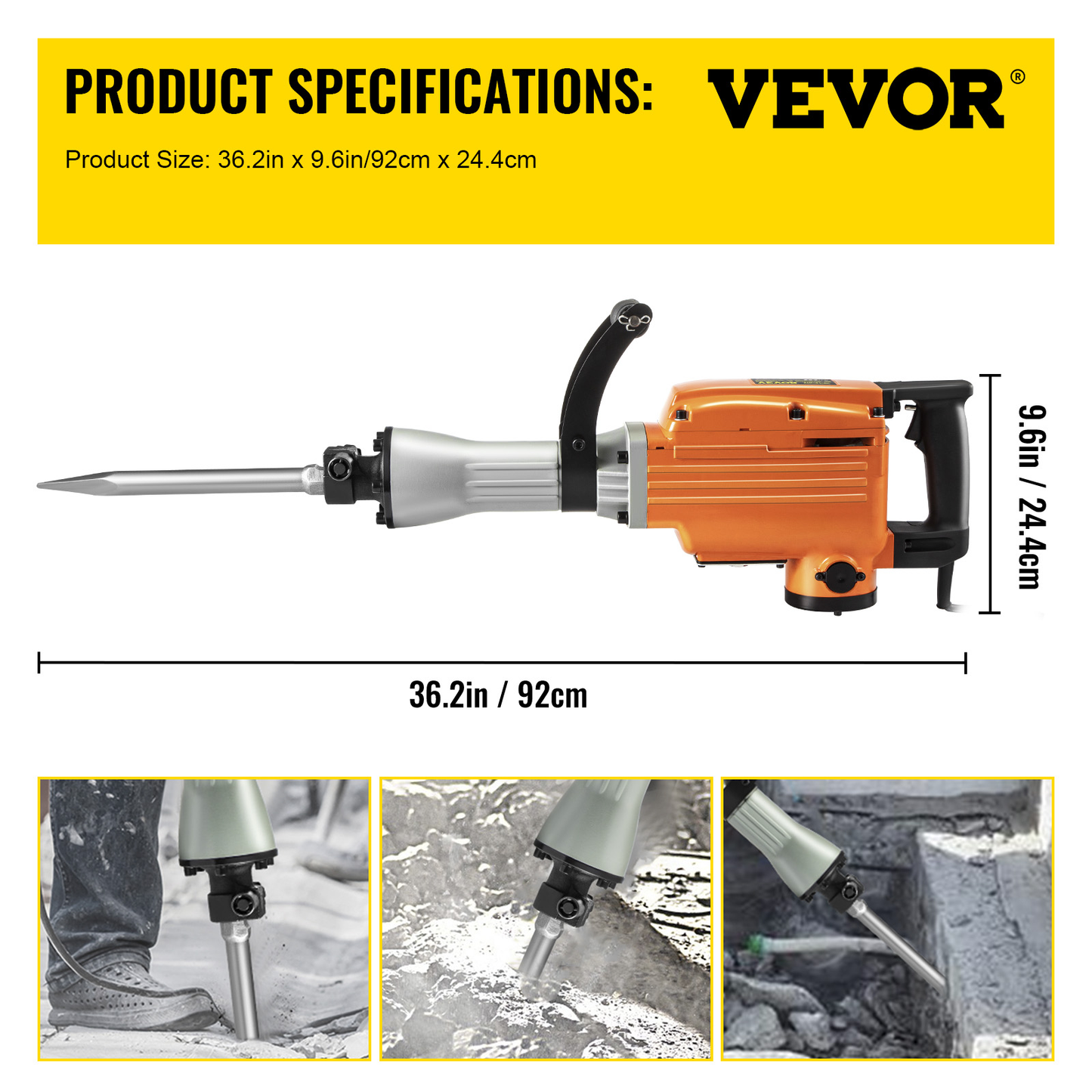 1500W Electric Demolition Jack Hammer Drill with 2 Chisels Heavy-Duty Jackhammer Concrete Breaker Chipping Impact Picks