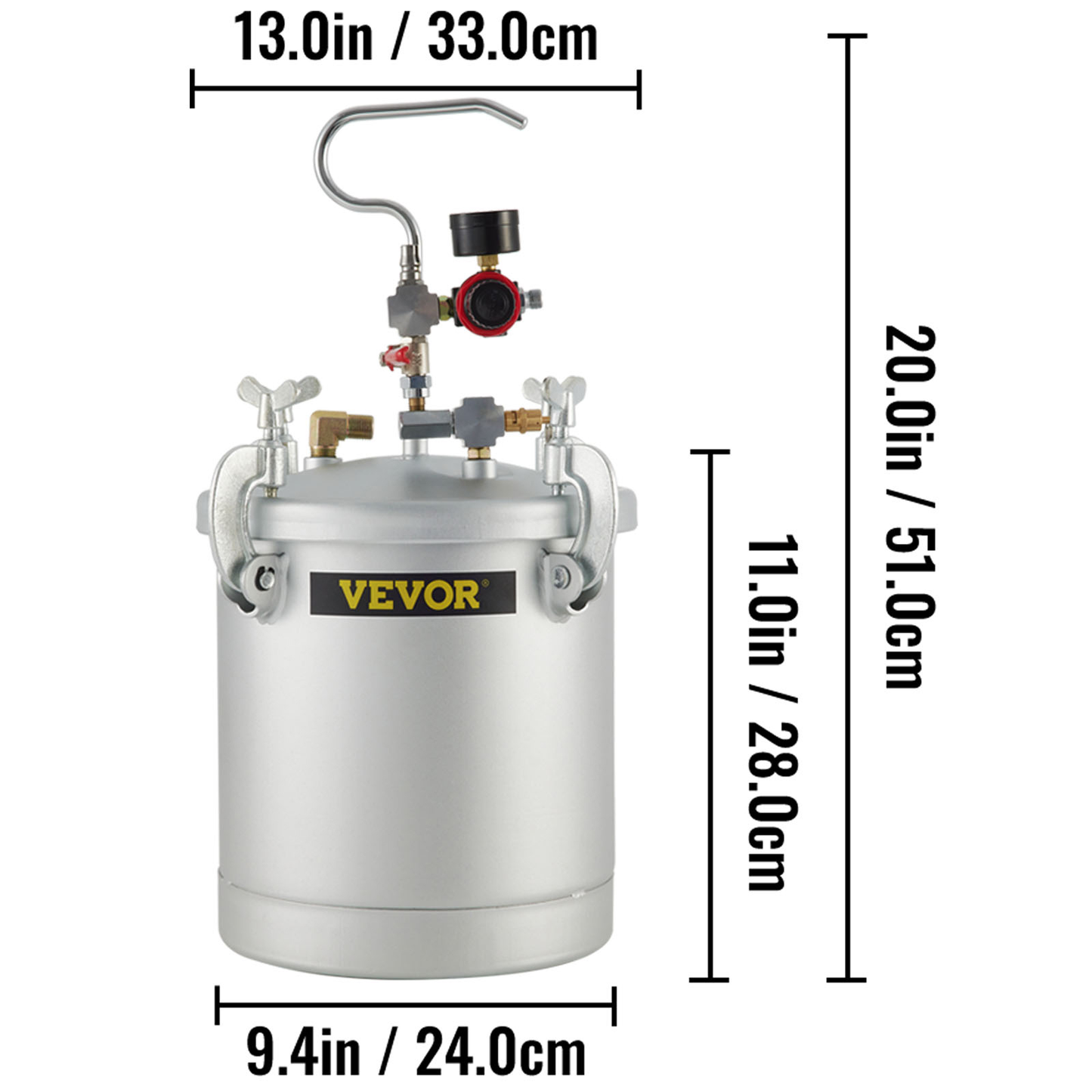 New 2-1/2 Gallon Pressure Feed Paint Tank Pot Spray Gun Sprayer System Air Fluid Hoses for House Keeping or Commercial