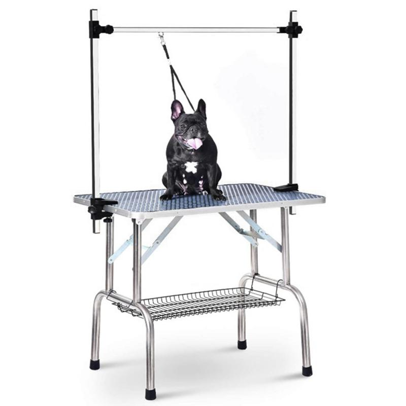 Foldable Pet Grooming Bracket Stainless Steel Pet Grooming Table for Small Pet Operating Table Rubber Surface Bath Desk HWC