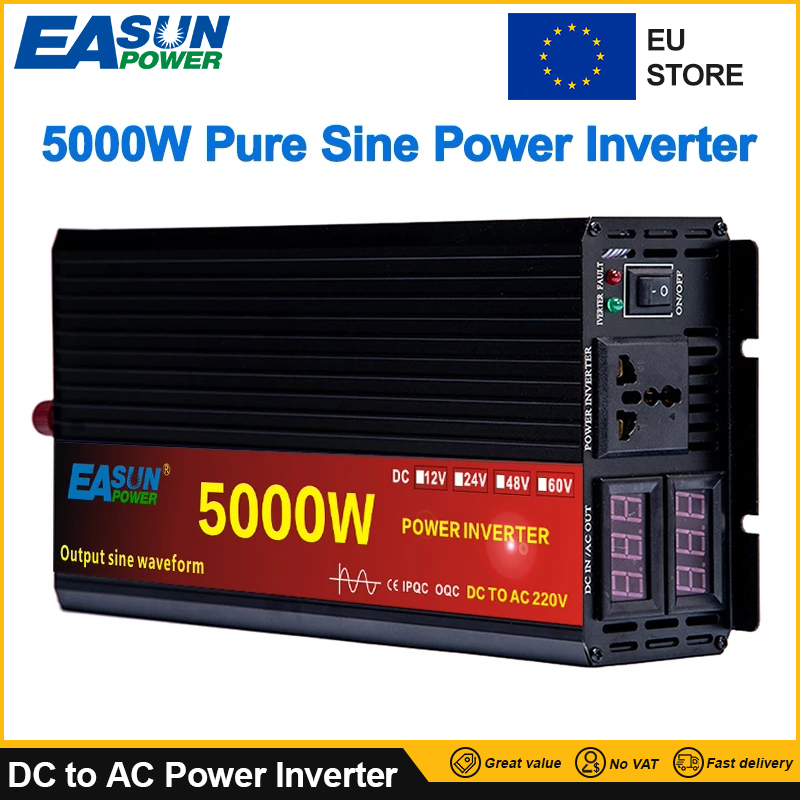 Pure Sine Wave Inverter DC 12V 24V AC 220V Power 2000W 3000W 4000W 5000W Car Inverter Converte with LED Display