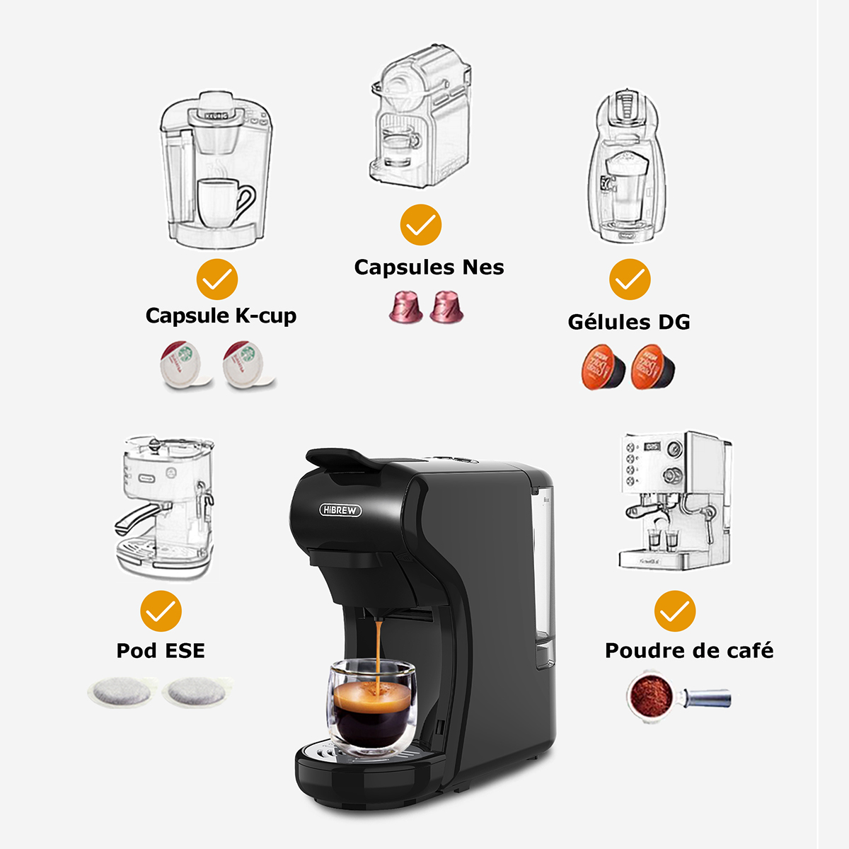 4In1 Multiple Espresso Coffee Machine with Fully Automatic Hot & Cold Milk Foaming Machine Cafetera Cappuccino Latte