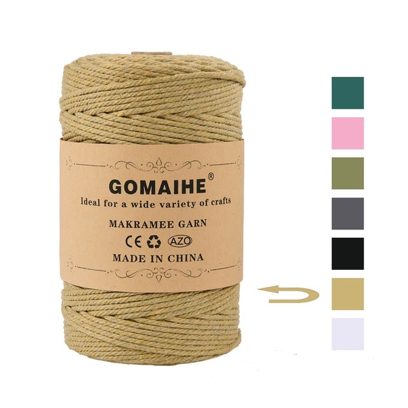 Gomaihe Macrame Cord 3Mm X 200M 100% Cotton Rope Craft String Twine for Wall Hanging Plant Hangers Knitting Home Decorations DIY