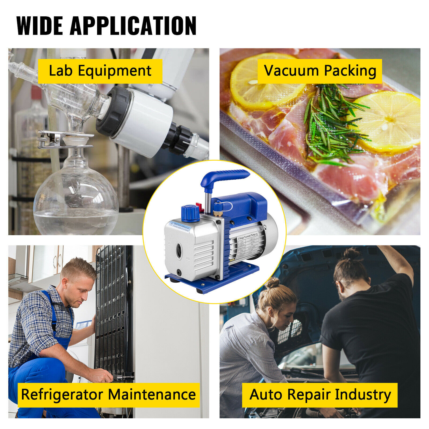 Refrigerant Vacuum Pump Kits 1.8-4.8CFM HVAC Refrigeration 1/3 1/4 HP with Manifold Gauge for Household Air Conditioning